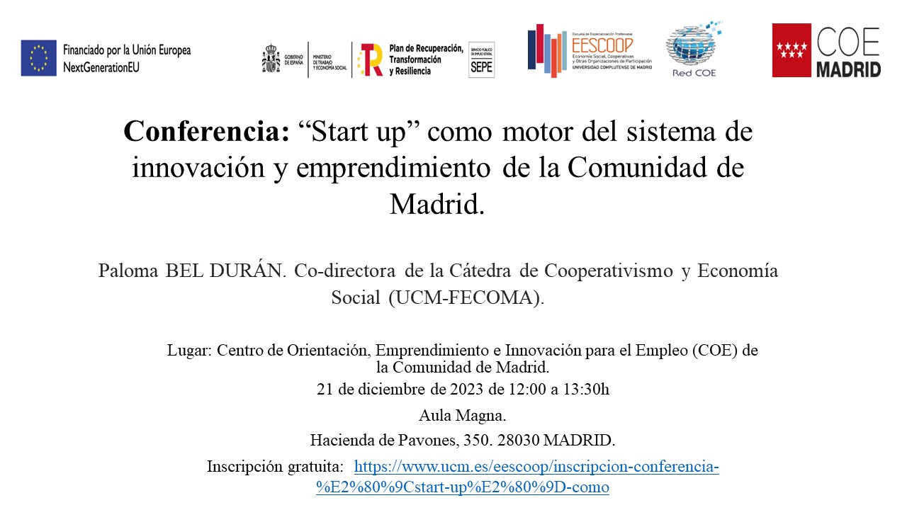 21/12: Conferencia sobre las start ups y el emprendimiento social